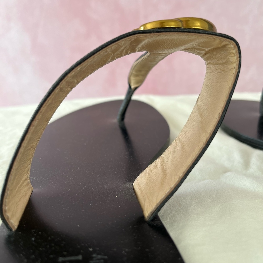 Gucci GG Marmont leather thong sandals size 40 US size 10 - Picture 6 of 12